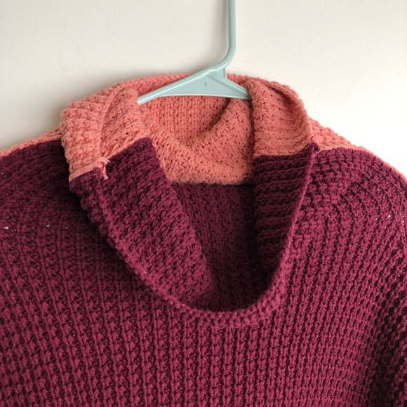 FREE PEOPLE Park City Color Block Cowl Neck Knit Sweater - Picture 4 of 9